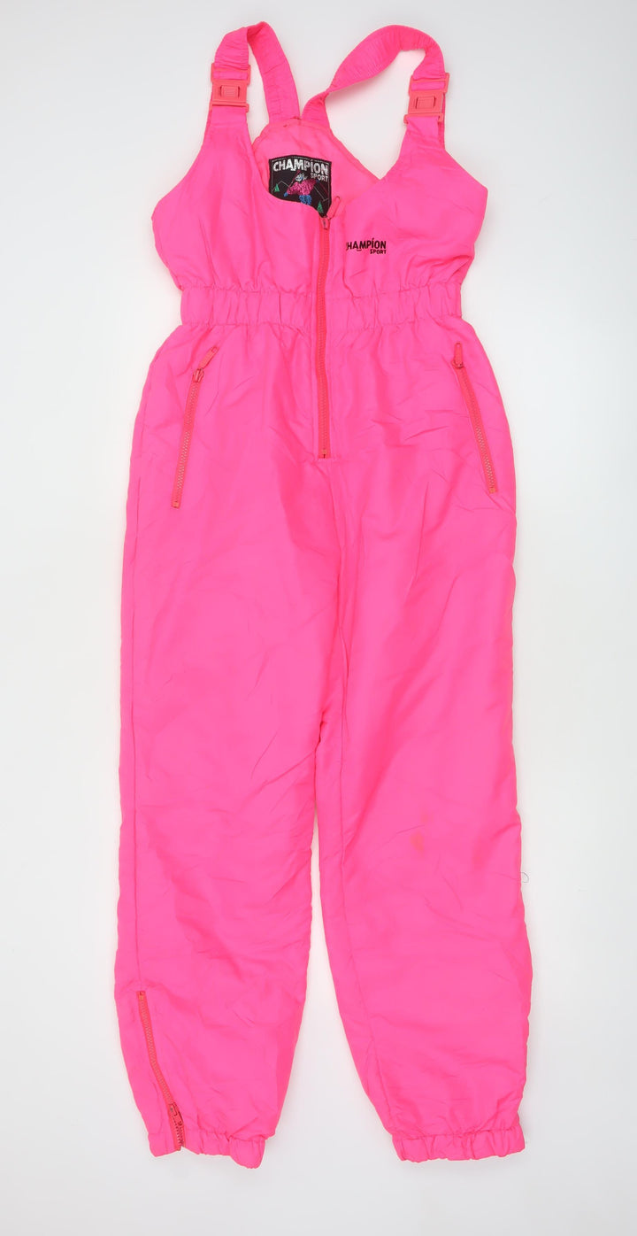 Champion Sport Women's Pink Ski Jumpsuit Size 12 Polyester Zip Pockets