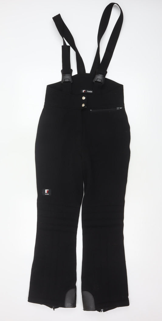 Tonini Women's Black Ski Jumpsuit Size 10 Nylon Acrylic Blend Adjustable Straps