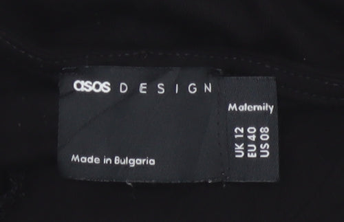 ASOS Design Women Black Maternity Jumpsuit Viscose UK 12