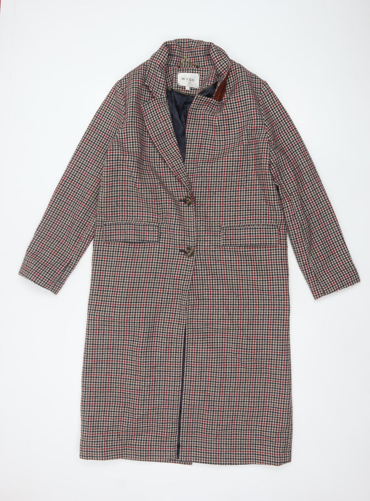 WYSE London Women's Multicoloured Check Long Overcoat Size 8