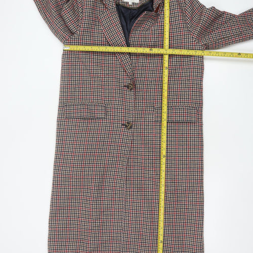 WYSE London Women's Multicoloured Check Long Overcoat Size 8