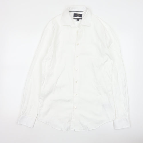 Marks and Spencer Men's White Slim Fit Long Sleeve Cotton Shirt 15in