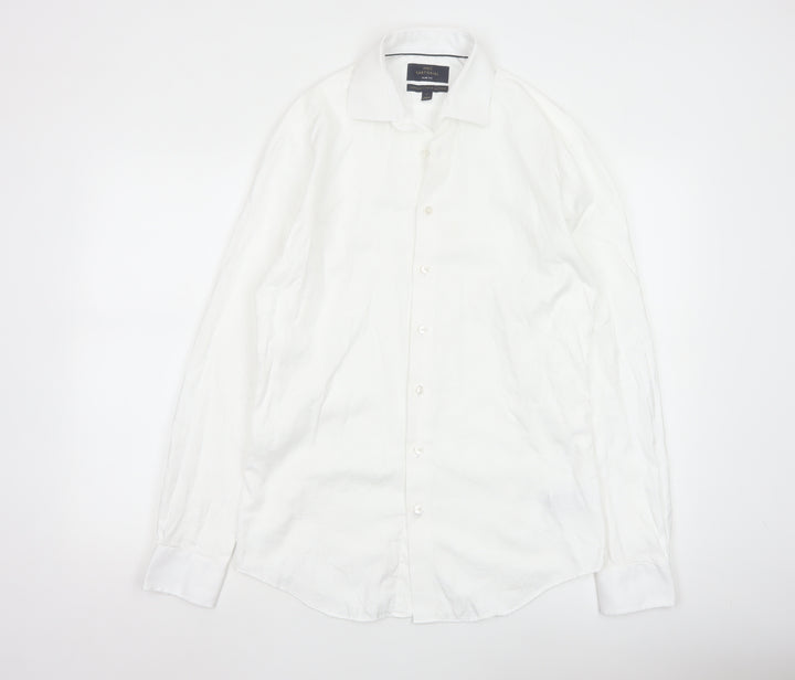 Marks and Spencer Men's White Slim Fit Long Sleeve Cotton Shirt 15in