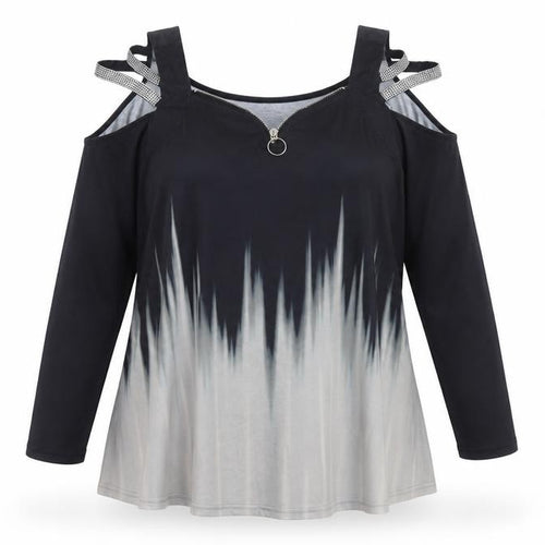 ChicMe Women’s Black V-Neck Tunic Blouse 2XL Cold Shoulder Style