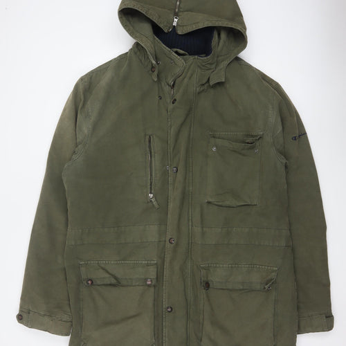 Champion Men's Green Cotton Parka Jacket XL Hooded Outdoor Casual