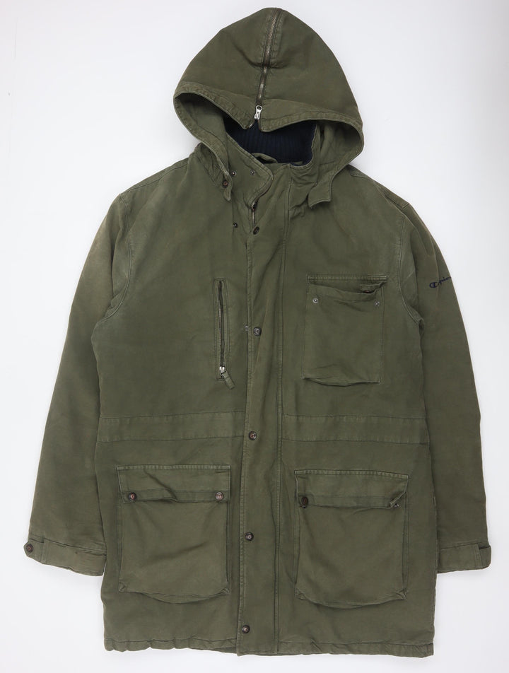 Champion Men's Green Cotton Parka Jacket XL Hooded Outdoor Casual