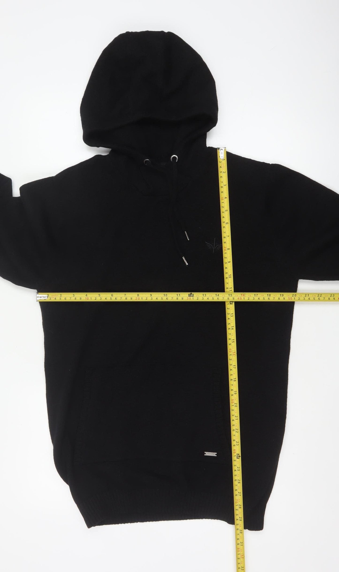 Firetrap Men's Black Cotton Knit Hooded Pullover Jumper XL