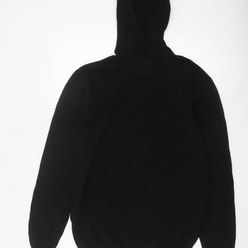 Firetrap Men's Black Cotton Knit Hooded Pullover Jumper XL