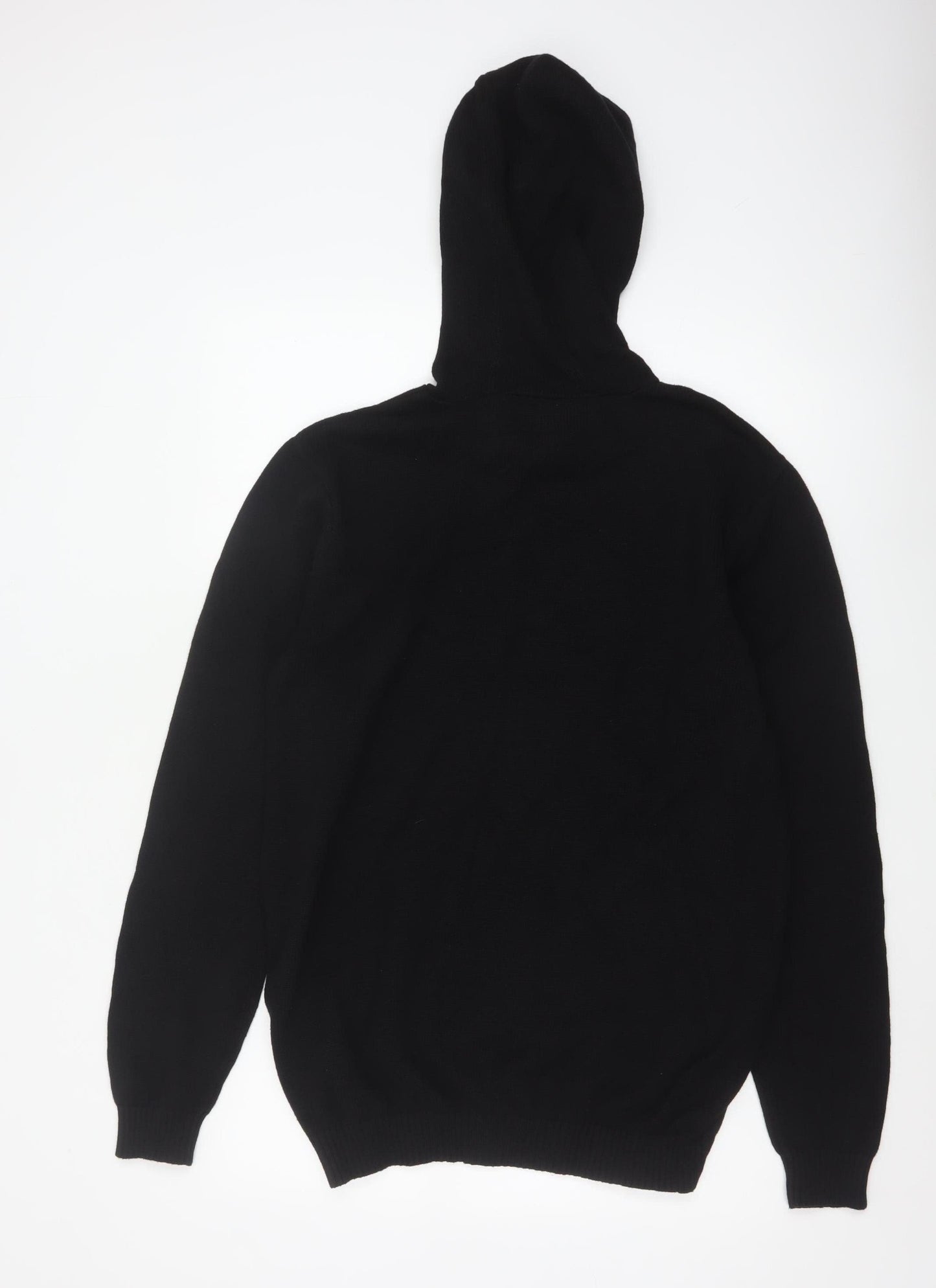 Firetrap Men's Black Cotton Knit Hooded Pullover Jumper XL