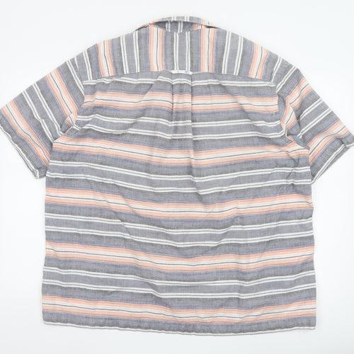 Orvis Men's Multicoloured Striped Cotton Short Sleeve Shirt XL