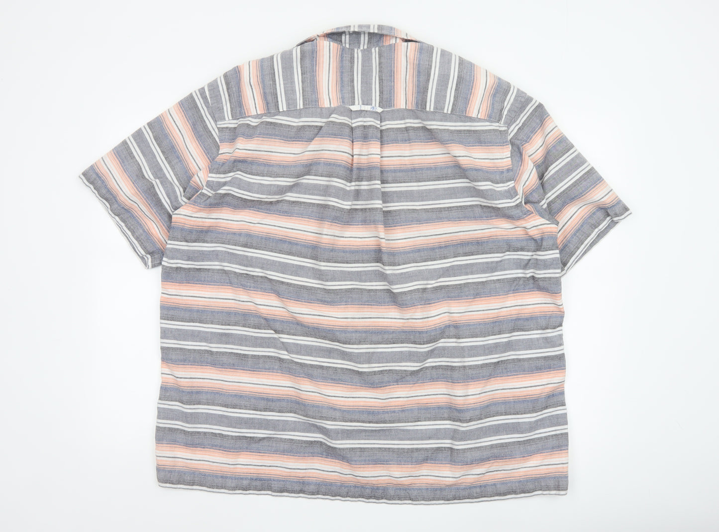 Orvis Men's Multicoloured Striped Cotton Short Sleeve Shirt XL