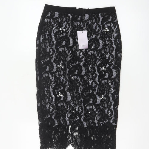 Coast Women’s Black Lace Midi Pencil Skirt UK 8 Formal Party