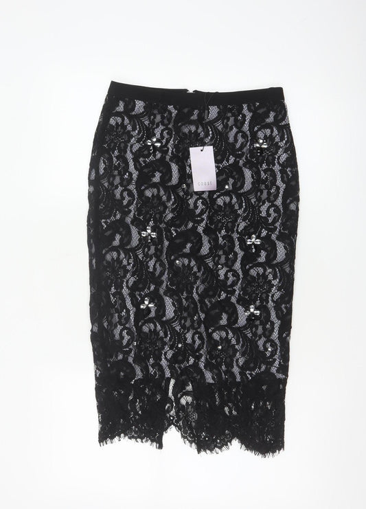 Coast Women’s Black Lace Midi Pencil Skirt UK 8 Formal Party