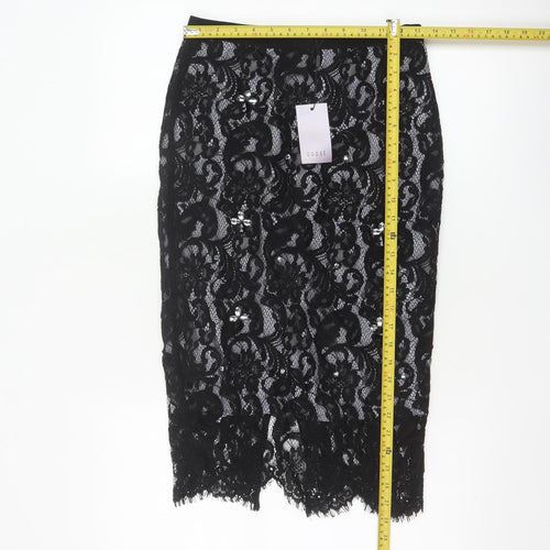 Coast Women’s Black Lace Midi Pencil Skirt UK 8 Formal Party