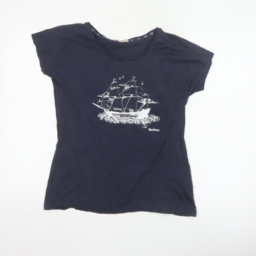 Barbour Women's Blue Nautical Graphic T-Shirt Size 10