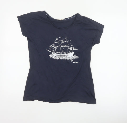 Barbour Women's Blue Nautical Graphic T-Shirt Size 10