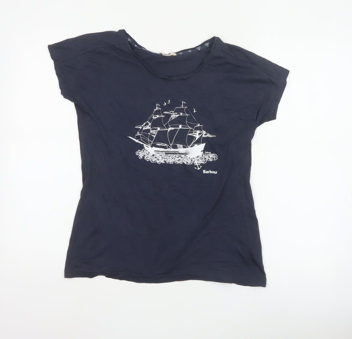 Barbour Women's Blue Nautical Graphic T-Shirt Size 10