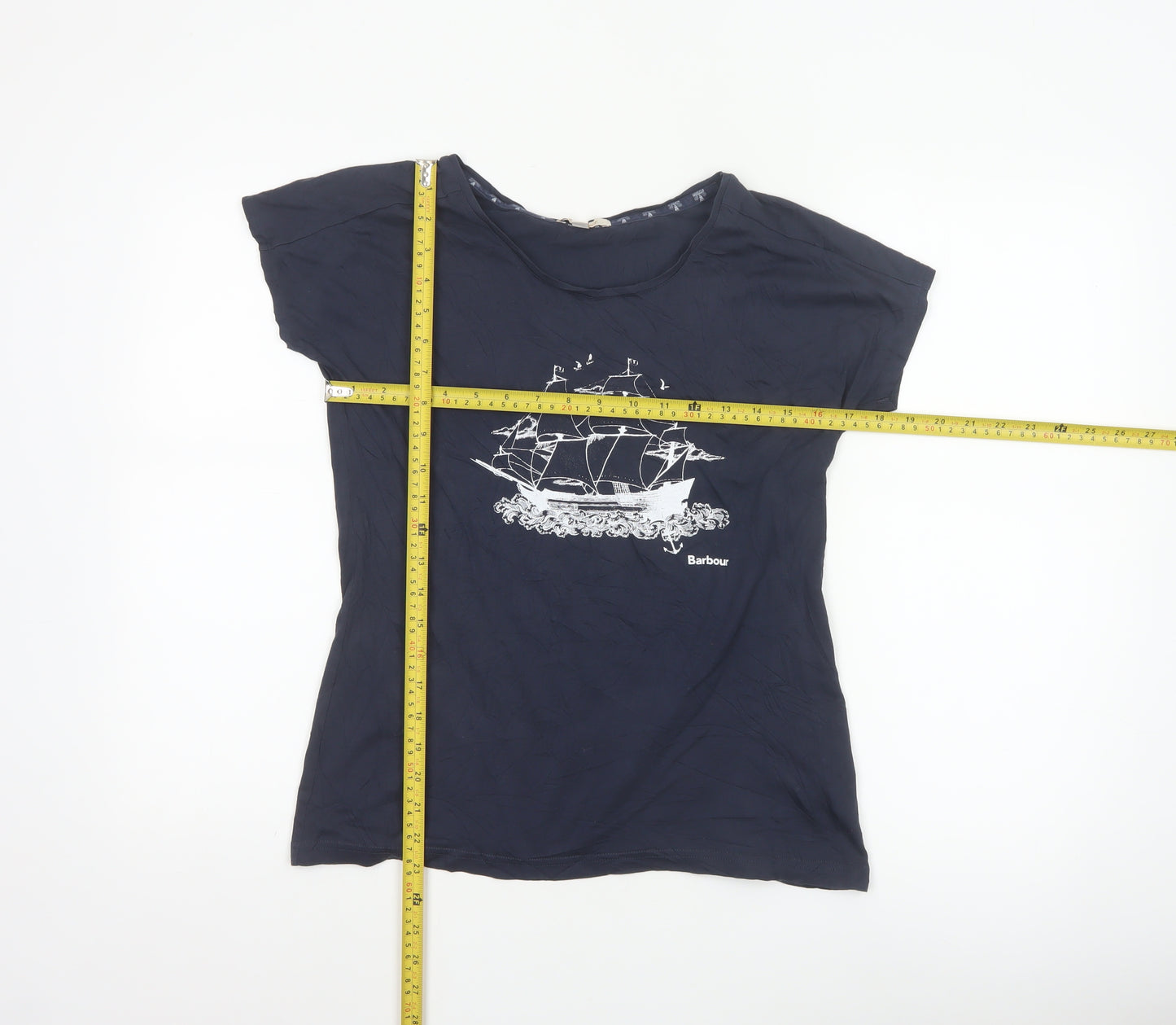 Barbour Women's Blue Nautical Graphic T-Shirt Size 10