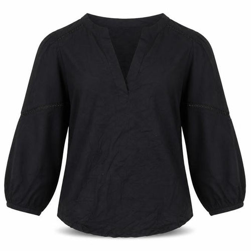 H&M Womens Black Cotton Tunic Blouse Long Sleeve XS