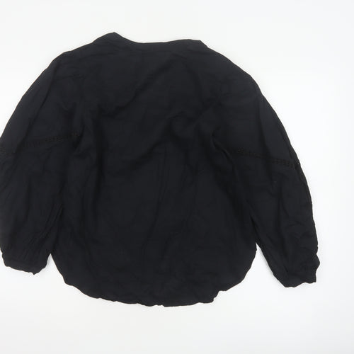 H&M Womens Black Cotton Tunic Blouse Long Sleeve XS