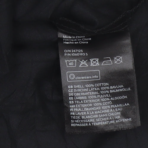 H&M Womens Black Cotton Tunic Blouse Long Sleeve XS