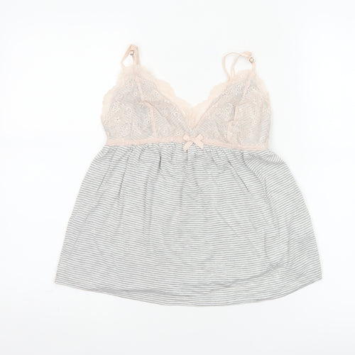 Boden Women’s Grey Lace Trim Striped Camisole Top Size S