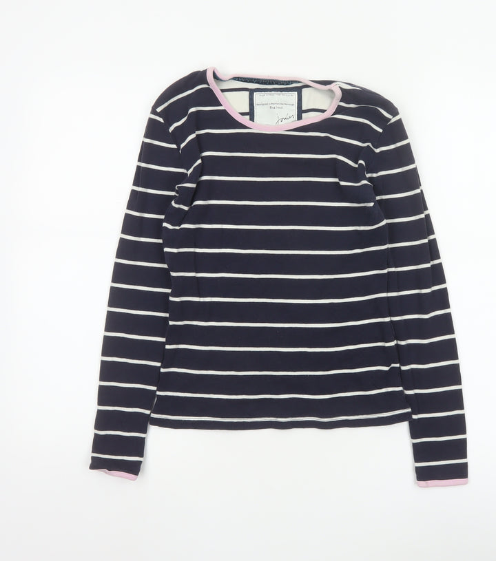 Joules Women's Blue Striped Long Sleeve Cotton T-Shirt XS