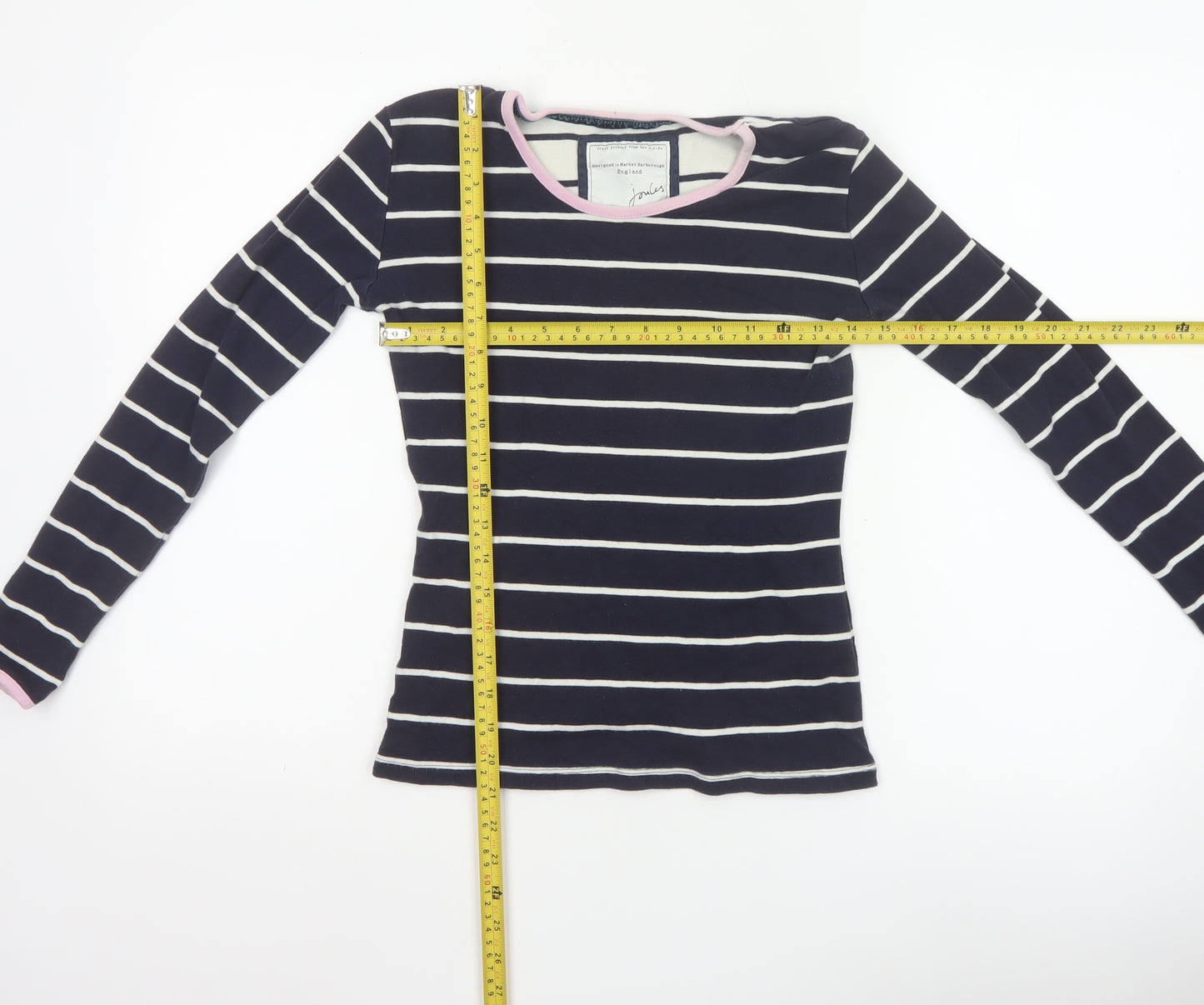 Joules Women's Blue Striped Long Sleeve Cotton T-Shirt XS