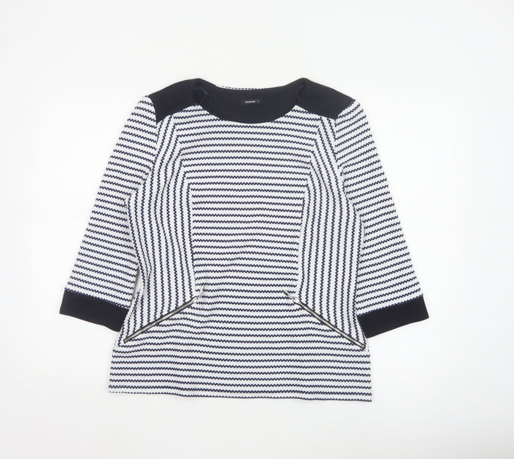 Roman Women’s Blue Striped Tunic Blouse Size 18 3/4 Sleeve Knit Top