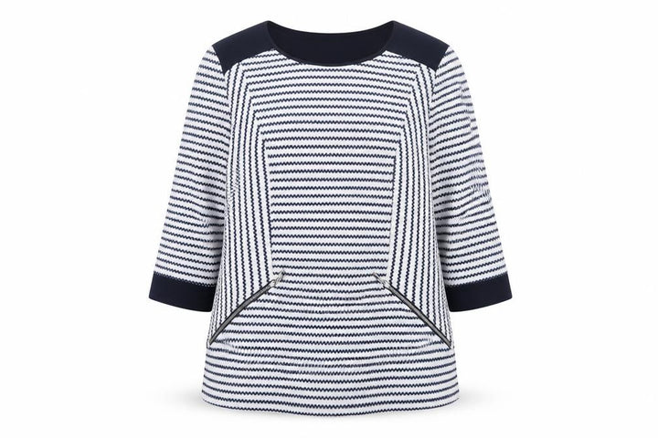 Roman Women’s Blue Striped Tunic Blouse Size 18 3/4 Sleeve Knit Top