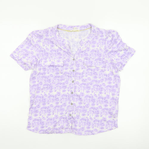 White Stuff Women's Purple Floral Cotton Modal Blouse UK 10
