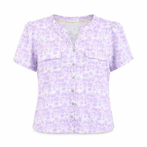 White Stuff Women's Purple Floral Cotton Modal Blouse UK 10