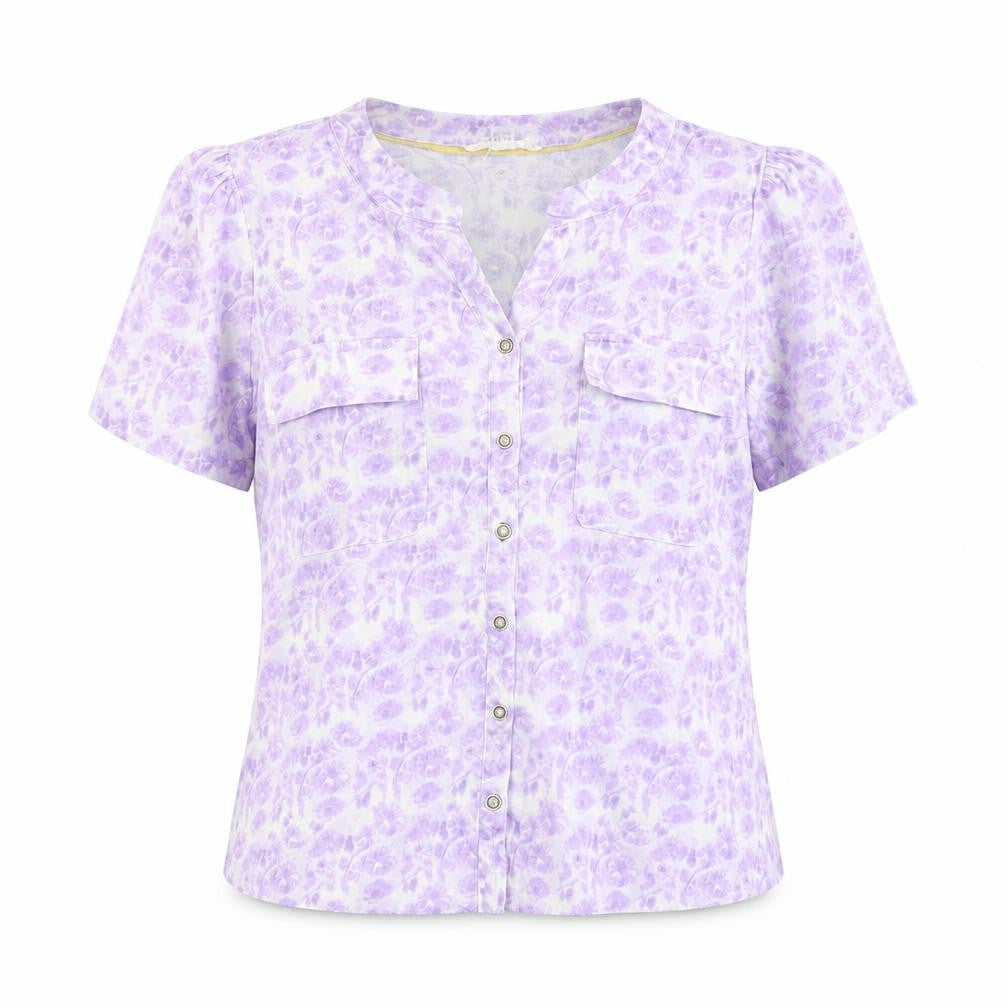 White Stuff Women's Purple Floral Cotton Modal Blouse UK 10