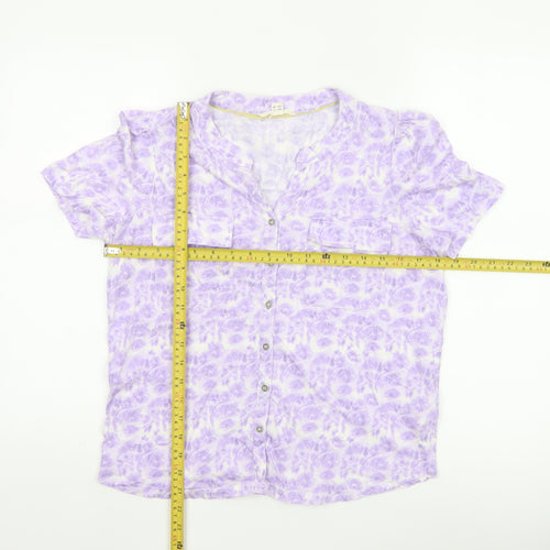 White Stuff Women's Purple Floral Cotton Modal Blouse UK 10