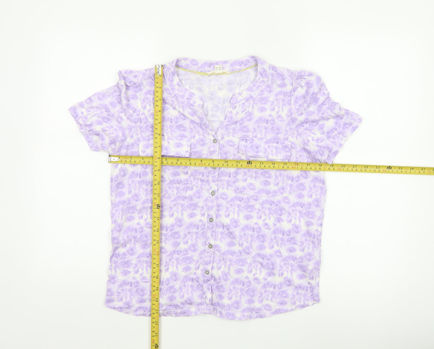 White Stuff Women's Purple Floral Cotton Modal Blouse UK 10