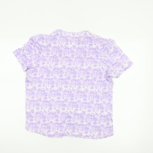 White Stuff Women's Purple Floral Cotton Modal Blouse UK 10