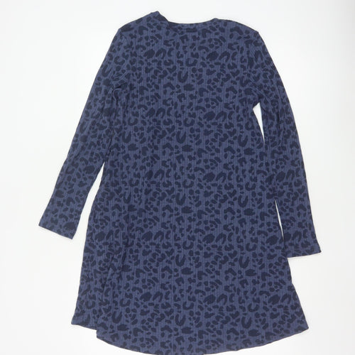 Marks and Spencer Women's Blue Animal Print Long Sleeve A-Line Dress Size 10