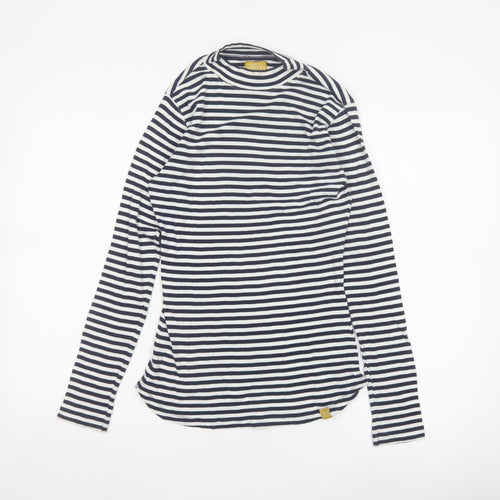 Joules Women’s Navy White Striped Long Sleeve Cotton Modal Top UK 12