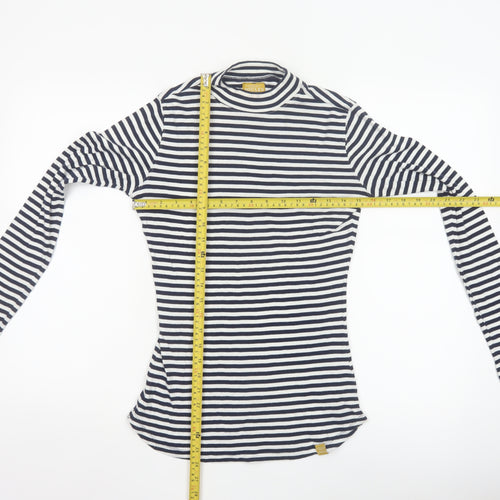 Joules Women’s Navy White Striped Long Sleeve Cotton Modal Top UK 12