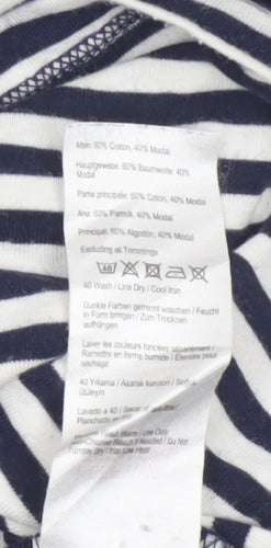 Joules Women’s Navy White Striped Long Sleeve Cotton Modal Top UK 12