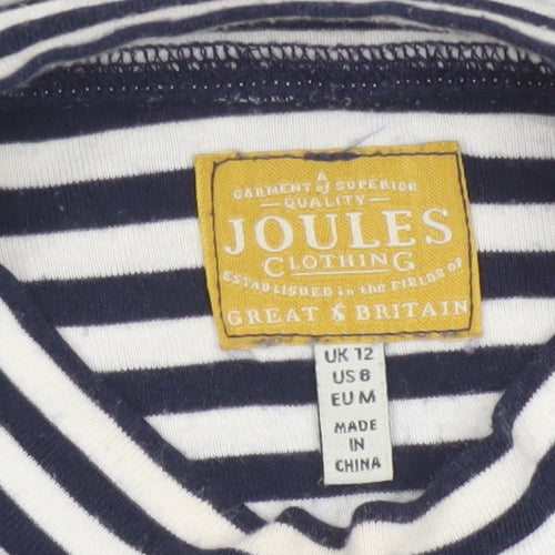 Joules Women’s Navy White Striped Long Sleeve Cotton Modal Top UK 12