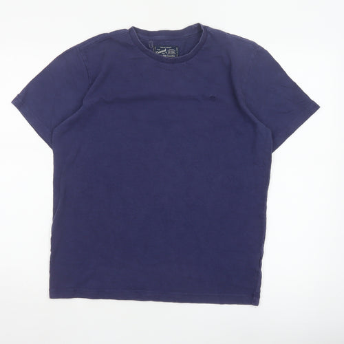 Criminal Men Blue Cotton Crew Neck Short Sleeve T-Shirt Size M