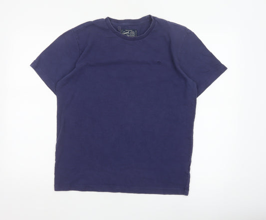 Criminal Men Blue Cotton Crew Neck Short Sleeve T-Shirt Size M