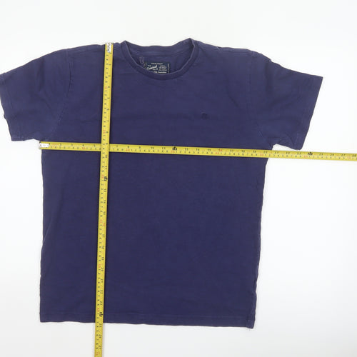 Criminal Men Blue Cotton Crew Neck Short Sleeve T-Shirt Size M