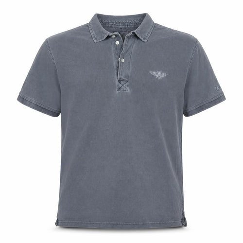 Lazy Jacks Men's Grey Stonewashed Cotton Polo Shirt Size M