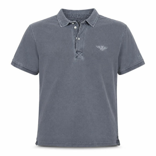 Lazy Jacks Men's Grey Stonewashed Cotton Polo Shirt Size M