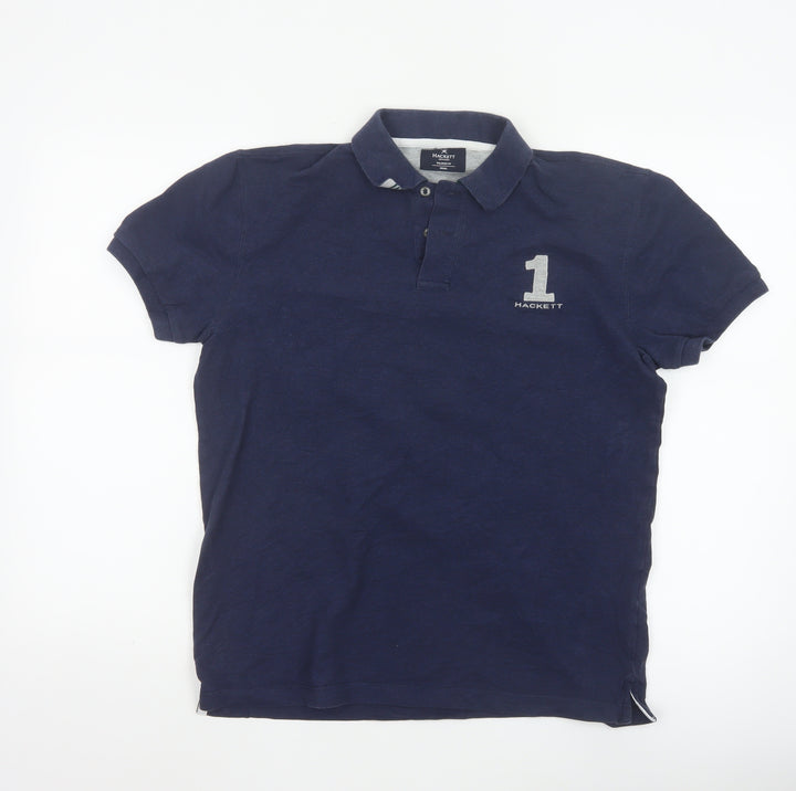Hackett London Men's Blue Small Tailored Fit Polo Shirt