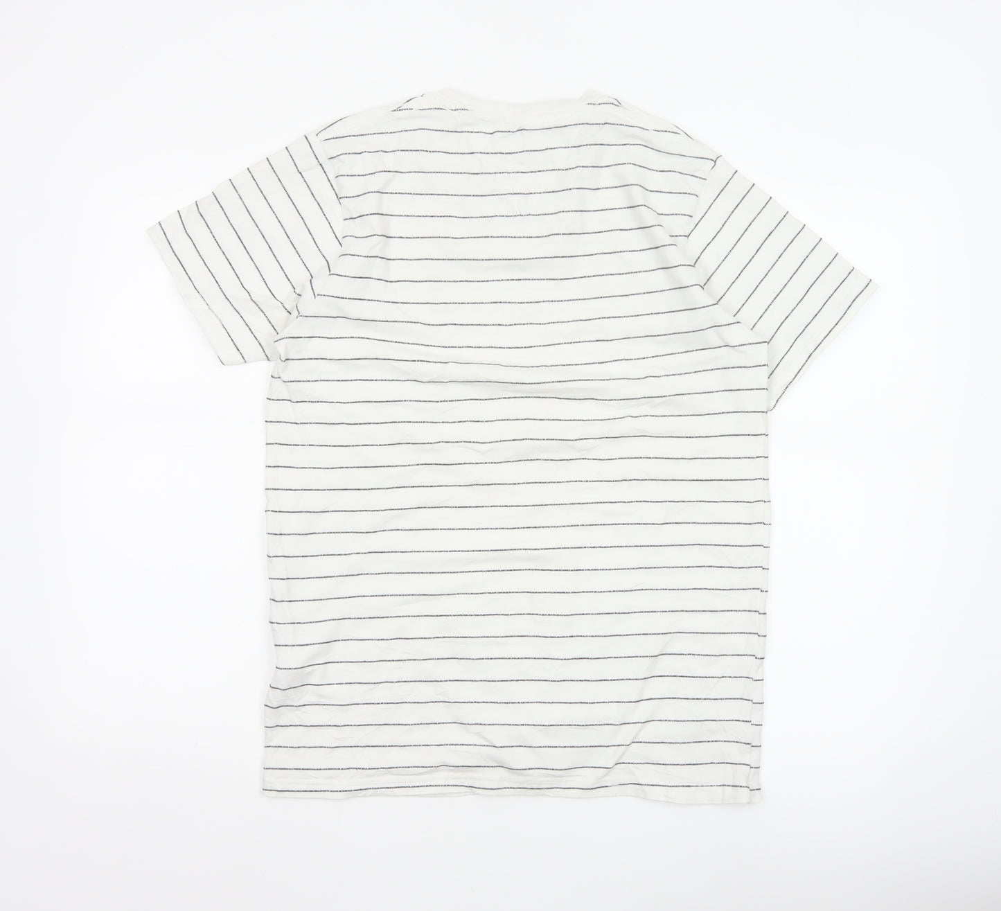 Tommy Jeans Men’s White Striped Cotton Crew Neck Short Sleeve T-Shirt M