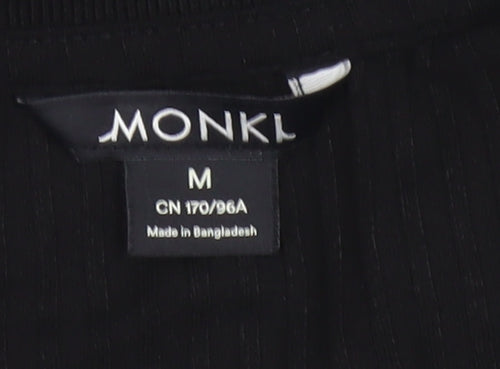 Monki Women’s Black Collared Long Sleeve Stretch Cropped Top Size 12
