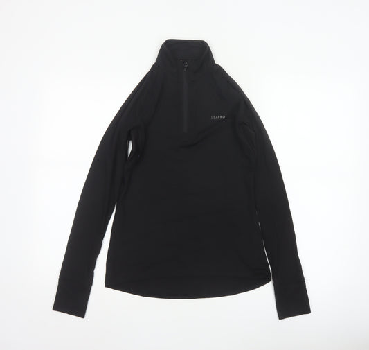 USA Pro Womens Black Slim Fit 1/4 Zip Long Sleeve Activewear Top Size 10